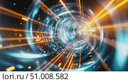 A captivating portal with radiant lights and energetic sparks draws viewers into a vivid animation highlighting movement and creativity. Стоковое AI-видео, аниматор Данила Большаков / Фотобанк Лори