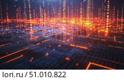 Enter a dynamic digital world where glowing data streams and intricate patterns create a mesmerizing effect in a rich nighttime setting. Стоковое AI-видео, аниматор Данила Большаков / Фотобанк Лори