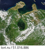 Satellite image of Lake Maracaibo in northwestern Venezuela. Стоковое фото, фотограф Stocktrek Images, Inc. / ТАСС / Фотобанк Лори
