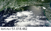 Satellite view of oil leaking from the damaged Deepwater Horizon well in the Gulf of Mexico (2010 год). Стоковое фото, фотограф Stocktrek Images, Inc. / ТАСС / Фотобанк Лори