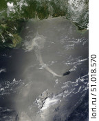 A large patch of oil in the Gulf of Mexico from the explosion at the Deepwater Horizon oil rig. Стоковое фото, фотограф Stocktrek Images, Inc. / ТАСС / Фотобанк Лори