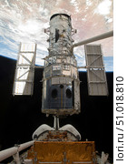 The Hubble Space Telescope is released from the cargo bay of Space Shuttle Atlantis. Стоковое фото, фотограф Stocktrek Images, Inc. / ТАСС / Фотобанк Лори