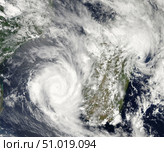 Tropical Cyclones Eric and Fanele approaching Madagascar. Стоковое фото, фотограф Stocktrek Images, Inc. / ТАСС / Фотобанк Лори