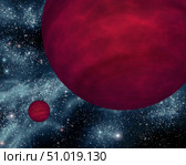 Artist's concept of twin brown dwarfs referred to as 2M 0939. Стоковое фото, фотограф Stocktrek Images, Inc. / ТАСС / Фотобанк Лори