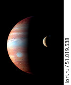 Jupiter and its volcanic moon Io. Стоковое фото, фотограф Stocktrek Images, Inc. / ТАСС / Фотобанк Лори