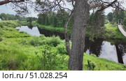 Beautiful quiet river in the countryside in summer. Стоковое видео, видеограф Виктор Тихонов / Фотобанк Лори