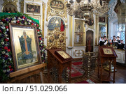 Икона святителя Тихона в Николо-Архангельском храме. Редакционное фото, фотограф Дмитрий Неумоин / Фотобанк Лори