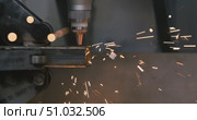 CNC Laser cutting of metal, modern industrial technology Making Industrial Details. Shot on super slow motion camera 1000 fps. Стоковое видео, видеограф Андрей Армягов / Фотобанк Лори