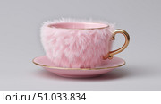 Soft furry pink cup showcases unique design and playful aesthetics. Стоковое AI-изображение, AI-художник Katsiaryna Repich / Фотобанк Лори