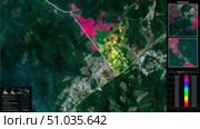 Mapping land cover changes in a mountainous region using satellite imagery to assess environmental impacts. Стоковое AI-изображение, AI-художник Сергей Толмачёв / Фотобанк Лори