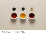 Comparing different teas, exploring black, green, and herbal infusions. Стоковое AI-изображение, AI-художник Иван Рябоконь / Фотобанк Лори
