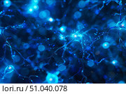Neurons firing and transmitting signals in the brain creating a neural network. Стоковое AI-изображение, AI-художник Иван Рябоконь / Фотобанк Лори