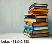 Нарисованные книги. Стоковое AI-изображение, AI-художник Boostport / Фотобанк Лори