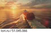 Massive cargo ship navigating through the vast expanse of the ocean, showcasing the power and scale of maritime transportation. Стоковое AI-видео, аниматор Данила Большаков / Фотобанк Лори