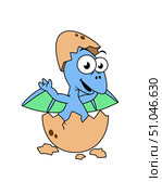 Cute illustration of a baby pterodactyl hatching. Стоковое фото, фотограф Stocktrek Images, Inc. / ТАСС / Фотобанк Лори