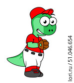 Illustration of a Pachycephalosaurus baseball pitcher. Стоковое фото, фотограф Stocktrek Images, Inc. / ТАСС / Фотобанк Лори