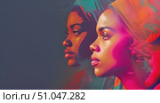 Detailed painting portraying two women standing face to face, capturing a moment of connection and interaction. Стоковое AI-видео, аниматор Данила Большаков / Фотобанк Лори