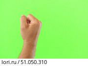 Male Hand Making Rise Up Sign Symbol. Chroma Key Green Screen Background. Gesture Movement. Body Language. 4K Footage. Close Up. Raised Hand. Clenched Closed Fist. Raised Up. Human Equal Rights. Vote. Стоковое фото, фотограф Марина Демидюк / Фотобанк Лори