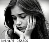 профиль грустной девушки. Стоковое AI-изображение, AI-художник Руслан Лесков / Фотобанк Лори