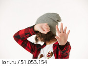 The girl in modern clothes type of rap of teen age. Стоковое фото, фотограф Наталия Кирсанова / Фотобанк Лори
