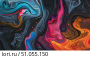 Detailed view of a vibrant liquid painting in motion, showcasing dynamic colors blending together in intricate patterns. Стоковое AI-видео, аниматор Данила Большаков / Фотобанк Лори