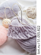 Balls of wool and mohair for knitting in pastel colors. Стоковое фото, фотограф Ирина Буракова / Фотобанк Лори