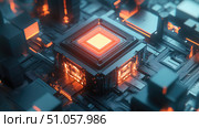 qubit expanding quantum processor ai generated. Стоковое AI-изображение, AI-художник Vectorwin / Фотобанк Лори
