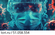 protection zooming into surgical mask ai generated. Стоковое AI-изображение, AI-художник Vectorwin / Фотобанк Лори