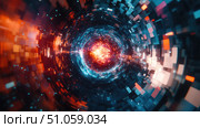superposition glitch-transitioning quantum particle ai generated. Стоковое AI-изображение, AI-художник Vectorwin / Фотобанк Лори
