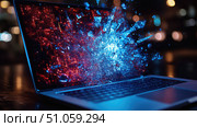 battery fracturing laptop ai generated. Стоковое AI-изображение, AI-художник Vectorwin / Фотобанк Лори