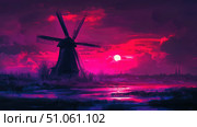 blades fading windmill ai generated. Стоковое AI-изображение, AI-художник Vectorwin / Фотобанк Лори