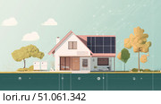 smsustnable ai interpretation of energy-efficient home ai generated. Стоковое AI-изображение, AI-художник Vectorwin / Фотобанк Лори