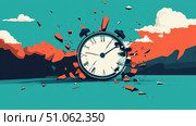 breakage fracturing clock ai generated. Стоковое AI-изображение, AI-художник Vectorwin / Фотобанк Лори