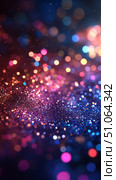 Colorful Bokeh Lights Sparkle on a Dark Background Creating a Festive Atmosphere During a Celebration. Стоковое AI-изображение, AI-художник Юлия Гапеенко / Фотобанк Лори