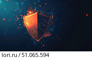 vulnerability disintegrating cybersecurity shield ai generated. Стоковое AI-изображение, AI-художник Vectorwin / Фотобанк Лори