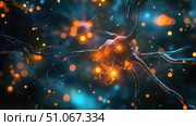 dendrite lighting up neuron ai generated. Стоковое AI-изображение, AI-художник Vectorwin / Фотобанк Лори