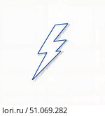 Simple blue lightning bolt doodle on white background, artistic expression. Стоковое AI-изображение, AI-художник Александр Калинин / Фотобанк Лори