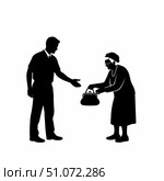 Scammer stealing from elderly woman in silhouette, person takes purse from senior citizen. Concept scammer stealing from elderly woman, Стоковое AI-изображение, AI-художник Ольга Березина / Фотобанк Лори