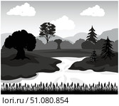 Landscape in sulphur white tone. Стоковая иллюстрация, иллюстратор Шипицин Евгений Витальевич / Фотобанк Лори