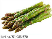 Fresh green asparagus spears grouped in clusters isolated on transparent white background. Detailed texture and vibrant color. Close-up studio of group of fresh asparagus stalks arranged neatly. Стоковое AI-изображение, AI-художник Марина Демидюк / Фотобанк Лори