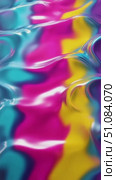 Colorful abstract waves in blue, pink, and yellow. The smooth surface creates a fluid, dynamic pattern, ideal for backgrounds or artistic projects. Стоковое AI-видео, аниматор Nart / Фотобанк Лори