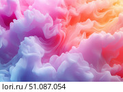 Colorful abstract clouds create a vibrant, dreamy background for design. Стоковое AI-изображение, AI-художник Katsiaryna Repich / Фотобанк Лори