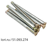 Анкерный болт для бетонных стен на на белом фоне. Anchor bolts for concrete walls isolated on white background. Стоковое фото, фотограф Татьяна Д / Фотобанк Лори