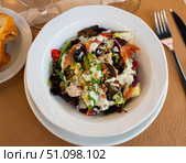 Avocado salad with smoked salmon served on platter. Стоковое фото, фотограф Яков Филимонов / Фотобанк Лори