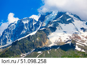 View of slopes and top of mountain Aiguille Verte. Western Alps. Стоковое фото, фотограф Яков Филимонов / Фотобанк Лори