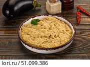 Eggplant dip - Mutabal with tahini paste. Стоковое фото, фотограф Андрей Старостин / Фотобанк Лори