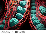Abstract medicine microbiological background. Стоковое AI-изображение, AI-художник Елена Гоосен / Фотобанк Лори