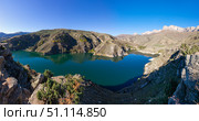 Panoramic view of Lake Gizhgit. Стоковое фото, фотограф Юлия Белоусова / Фотобанк Лори