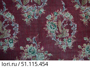 The texture of the old tapestry fabric is red with a pattern. Стоковое фото, фотограф Наталия Кирсанова / Фотобанк Лори
