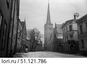 Tallinn, Estonian SSR - December 4, 1961: view of St. Olaf’s Church. Редакционное фото, фотограф Михаил Дружинин / Фотобанк Лори